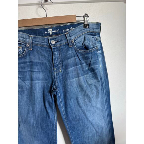 7 Seven For All Mankind Crop Dojo Jeans Size 32 Dark Wash Y2K Capri - Picture 3 of 10